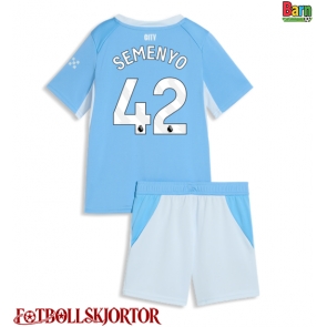 Manchester City Antoine Semenyo #42 Hemmakläder Barn 2026-27 Kortärmad (+ Korta byxor)